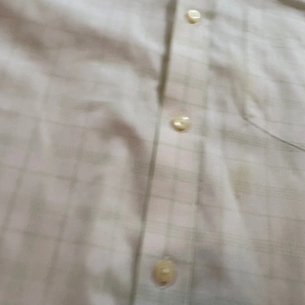 Banana Republic Shirt Mens Large 16-16.5 Green Grid Non-Iron Classic Fit Cotton
